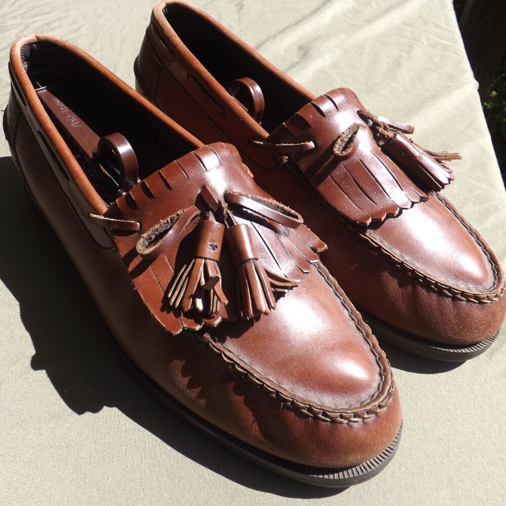 Hunter's Bay US 10 M Brown Leather Collection LOAFERS Comfort Slip on Casual